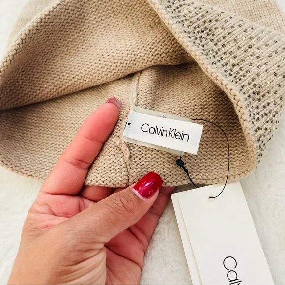 Calvin Klein Tan Knit Beanie - Picture 4 of 5
